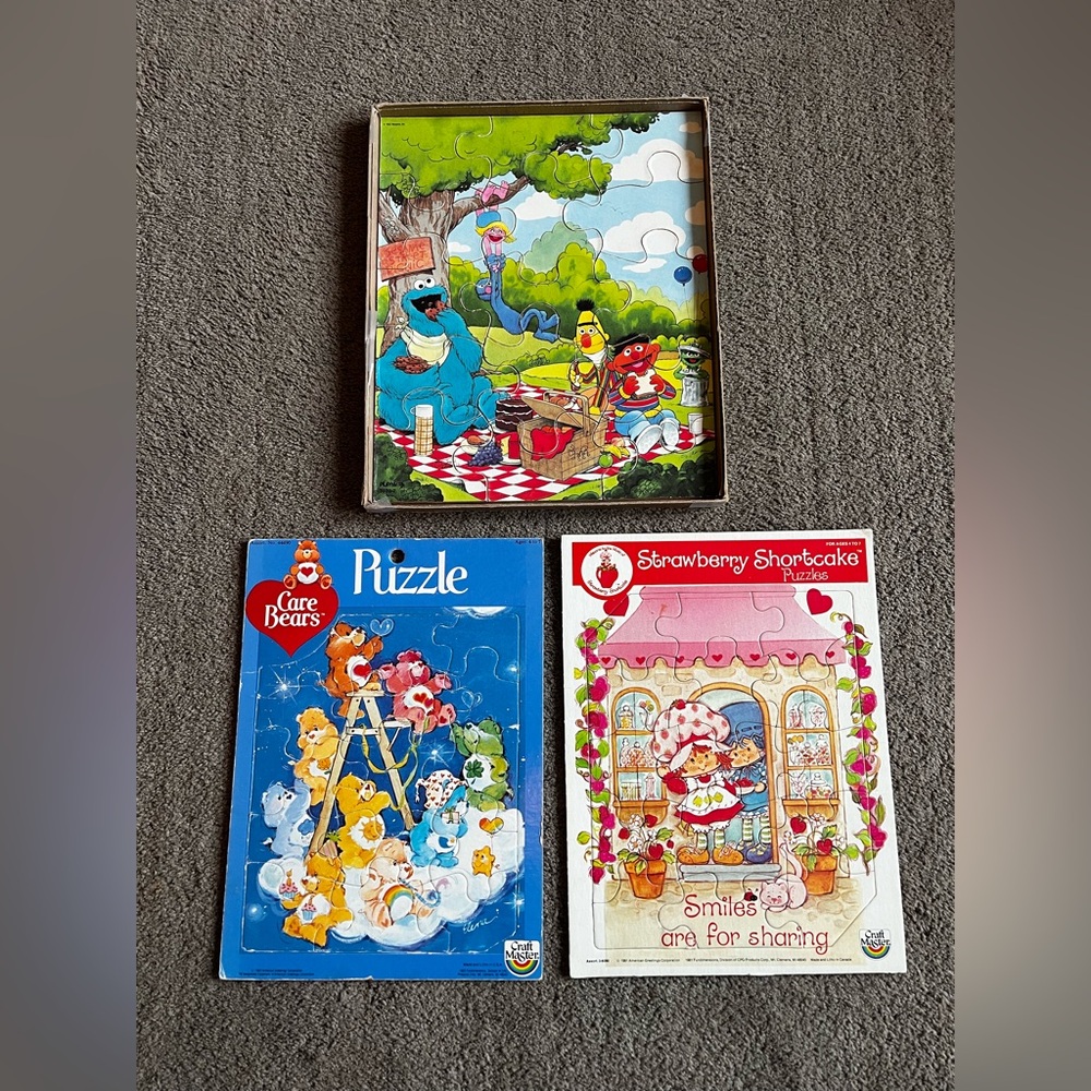 Vintage 80’s Lot of Three Childhood Wooden Puzzles
